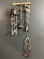 Lot of Interesting Handmade Windchimes + Cast Iron Bell