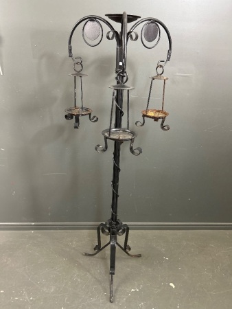 Tall Floor Metal Standing Candle Stick with 3 Hanging Candle Holders