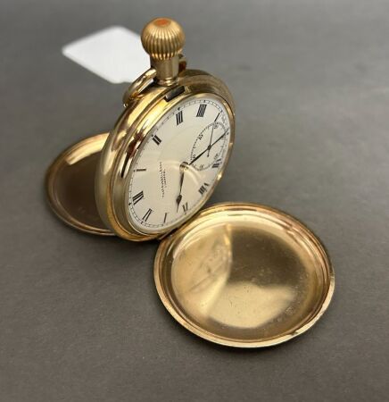 Gold Plated Keyless; Hunter Cased Pocket Watch