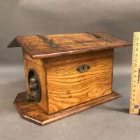 Antique Dog Kennel Trinket Box with Cast Metal Dog - 2