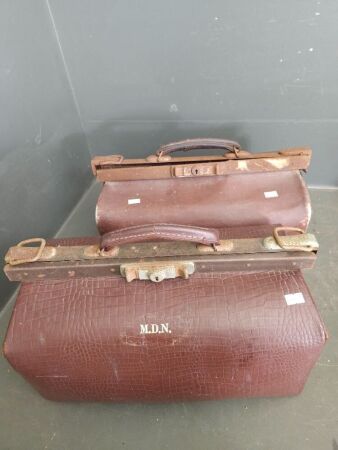 2 Vintage Leather Doctors Bags