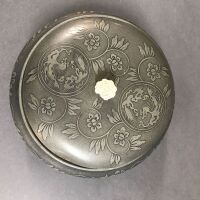 Antique Oriental Pewter Bowl with Ivory Knob - 3