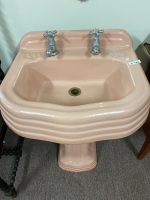 Art Deco Cast Iron and Enamel Wash Basin and Pedestal - 2