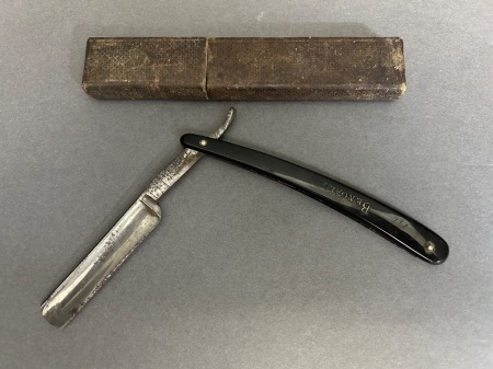 Antique Bengall (Eng.) Hand Forged and Ground Straight Razor in Original Box