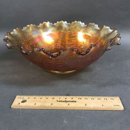 1930's Kangaroo Carnival Glass Master Bowl - Reg No. to Base