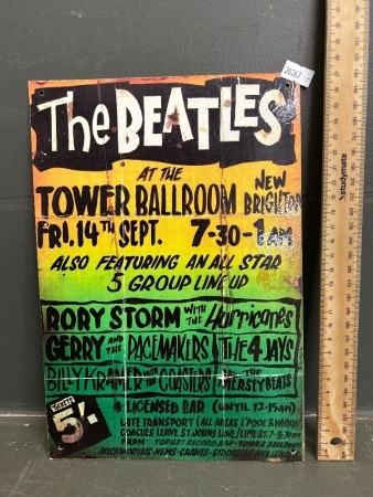 The Beatles at Tower Ballroom Tin Sticker Sign