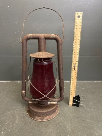 Vintage Lanora (AU) Red Glass Kerosene Lamp