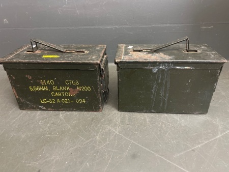 2 Steel Military Ammunition Boxes