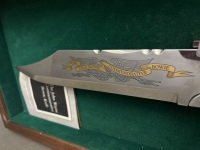 John Wayne Commemorative Bowie Knife in Lockable Display Case with Key - 3