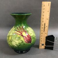 Signed Walter Moorcroft Columbine Green Pattern Vase