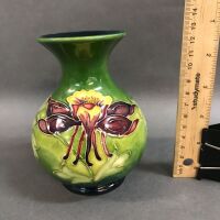 Signed Walter Moorcroft Columbine Green Pattern Vase - 2