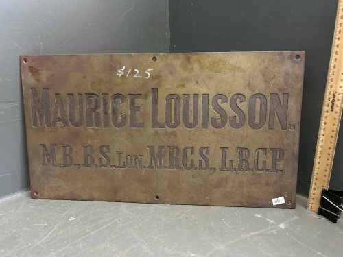 Maurice Louisson Debossed Brass Sign