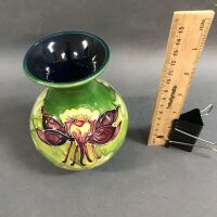 Signed Walter Moorcroft Columbine Green Pattern Vase - 4