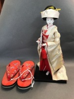 Japanese Doll & Silk Slippers