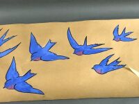 2 Rolls Edwardian Hand Painted Decoupaged Wall Paper. Bluebirds & Noahs Ark - 7