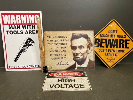 Selection of Man Cave Signs With Quote from Abraham Lincoln