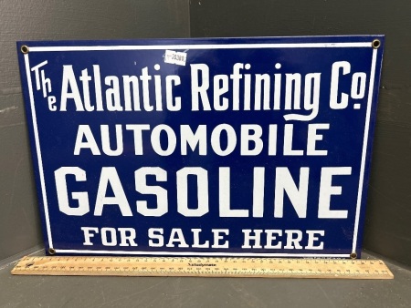 The Atlantic Refining Co Automobile Gasoline Porcelain Metal Sign