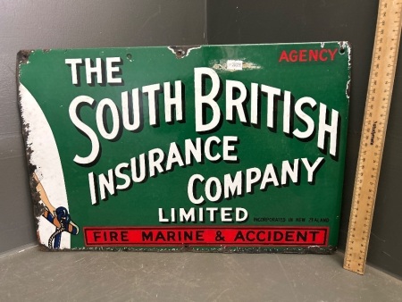 The South British Insurance Company Enamelled Metal Agency Sign