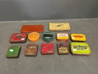 Selection of Tobacco and old Cycle Chain Tin + Leather Cigarette Case JJ Fox & Co London