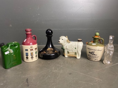 Collection of Port and Whiskey Bottles