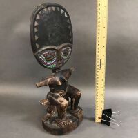 Carved African Beaded Ashanti Figure - 2