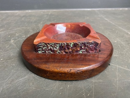 Solid Copper Wire Core Ash Tray on Timber Base