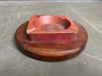 Solid Copper Wire Core Ash Tray on Timber Base - 2