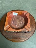 Solid Copper Wire Core Ash Tray on Timber Base - 3