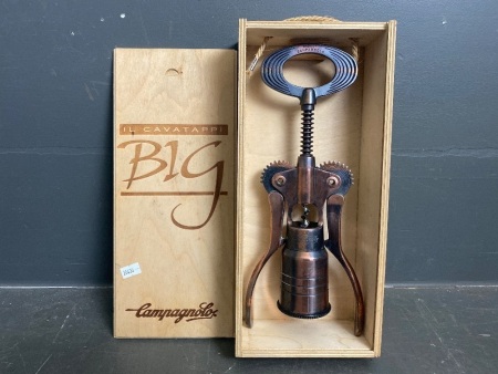 Il Cavatappi BIG Campagnolo Italian Bronze Finish Cork Screw in Box