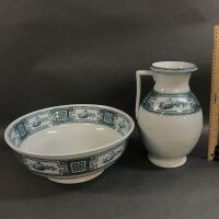Victorian Blue & White Porcelain Jug & Basin - Cleopatra - 2