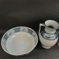 Victorian Blue & White Porcelain Jug & Basin - Cleopatra - 3