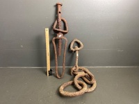 Hand Forged Iron Swivel and Tightener with Short Heavy Chain - 2