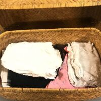 Laundry Basket with Antique Fabric & Lace - 2