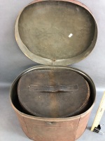 Victorian Tin Top Hat Box with Removable Leather Interior - Mongrammed - 2