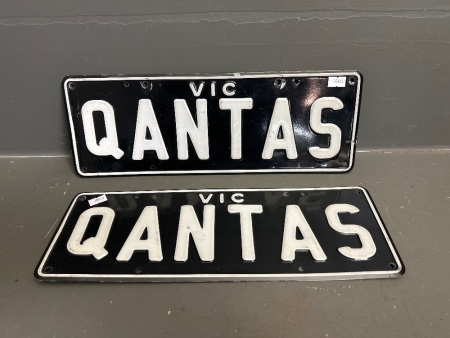 Pair of Victorian Personalised Number Plates - QANTAS - NOT TRANSFERABLE