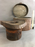 Victorian Tin Top Hat Box with Removable Leather Interior - Mongrammed - 3