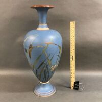 Early Victorian English Vase Incised with Bird Decoration and Painted Bullrushes - 2