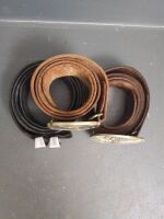 3x R.M. Williams Leather Belts - 2 with Brass Buckles - 2