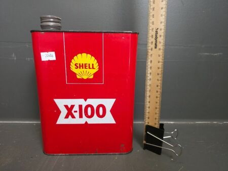 Vintage Shell X-100 Full Gallon Oil Tin