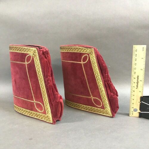 A Pair of Edwardian Costume Velvet & Gold Braid Cuffs