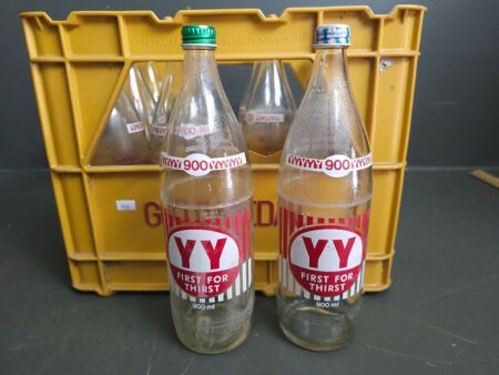 Box of 12 Vintage YY Aerated Water Cordial Bottles