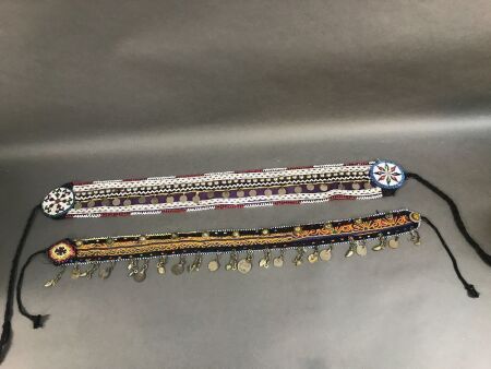 2 Middle Eastern Beaded Fabric Belts