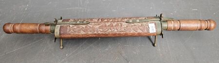 Doubled Ended Indian Carving Set in Carved Sheath with Brass Fittings