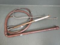 Leather Stockman Whip & Smaller Whip