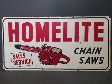 Metal Homelite Chainsaw Sign