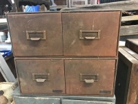 Pair of Large Double Drawer Metal Card Files