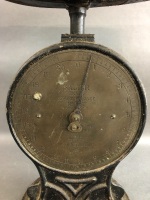 Antique Cast Iron & Brass Salter Spring Balance Scale with Original Pan - 2