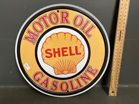 Shell Gasoline Round Tin Sign