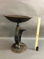 Antique Cast Iron & Brass Salter Spring Balance Scale with Original Pan - 3