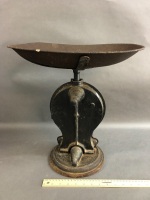 Antique Cast Iron & Brass Salter Spring Balance Scale with Original Pan - 4